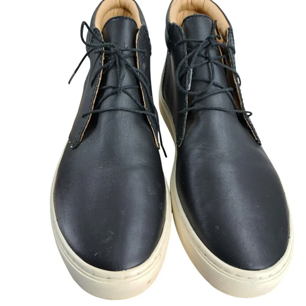 Nisolo Everyday Mid Top Black Leather Sneaker Size 9.5 Cortez Vibram Chukka